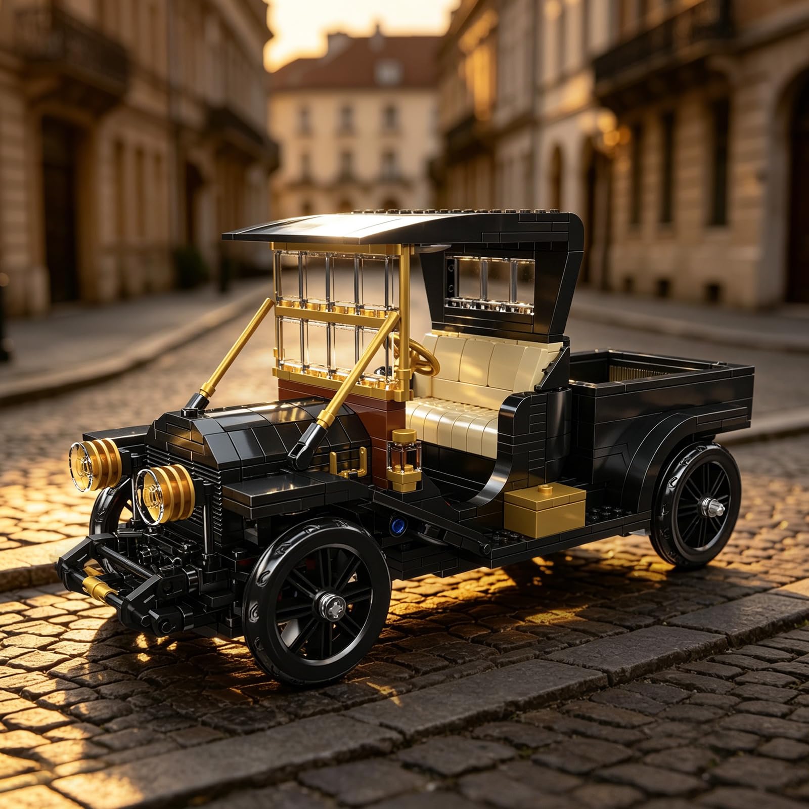 Mould King 10261 versión estática modelo de bloques de construcción de coche antiguo, 1290 piezas 9 en 1 bloques de sujeción para coche como juguete y regalo (14 años y mayores)