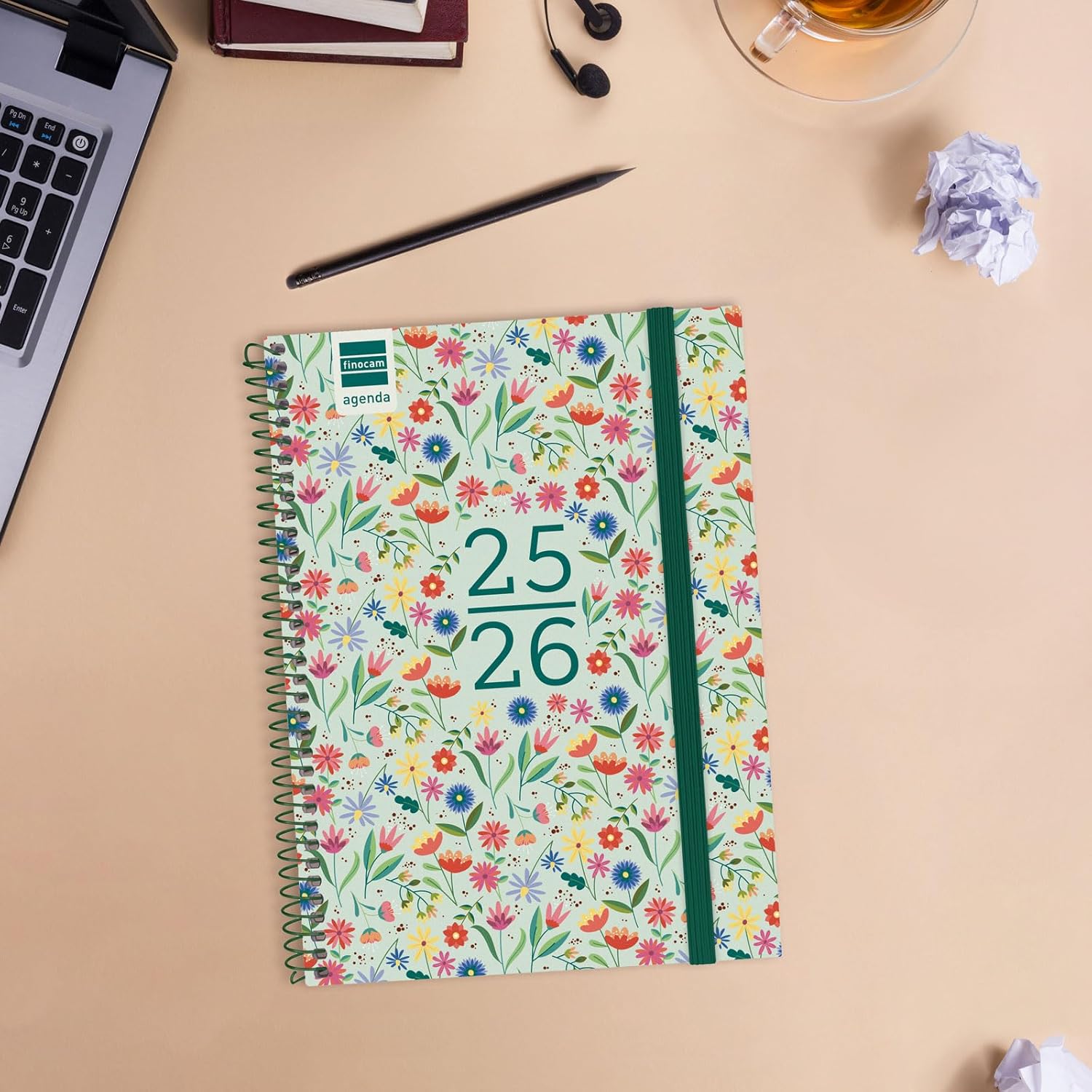 Finocam 2025/2026 Week to View Landscape Diary September 2025 - June 2026 (Lesson Year), July and August as Overview, Fiori, Spanish