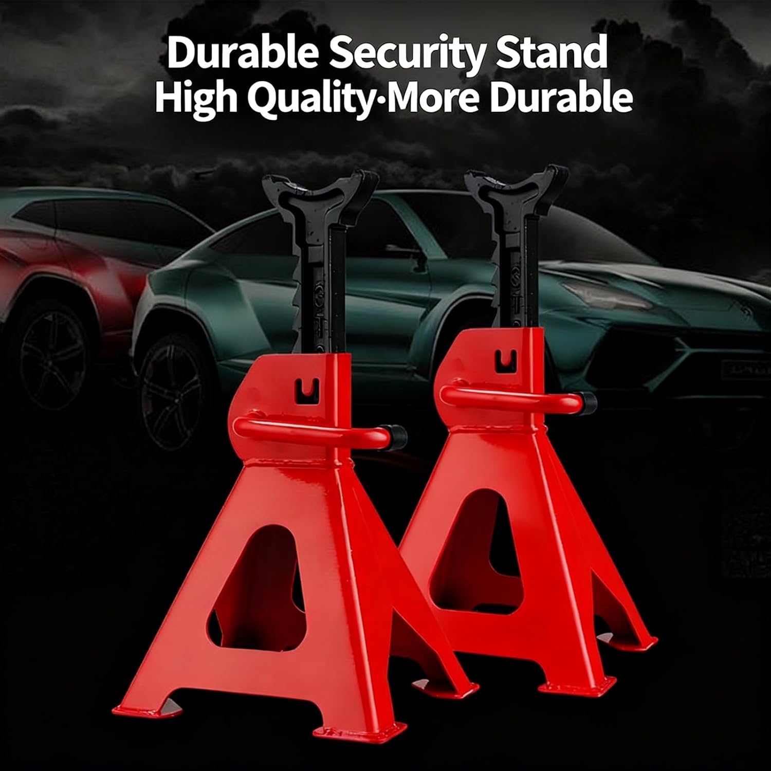 Car Jack Stands 2 Ton with Double Locking and Large Foot Base，Car Lifting Stand, Heavy Duty Steel,for Trucks,Car Lifts for Home Garage,Lifting SUV,1 Pair Red(3T(6 Sets))