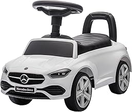 Mercedes Ride-On Push and Go Car for Children 1-4 Years, LED Headlights, Realistic Sounds, Non-Slip Wheels, Storage Compartment, Non-Slip Design (White)