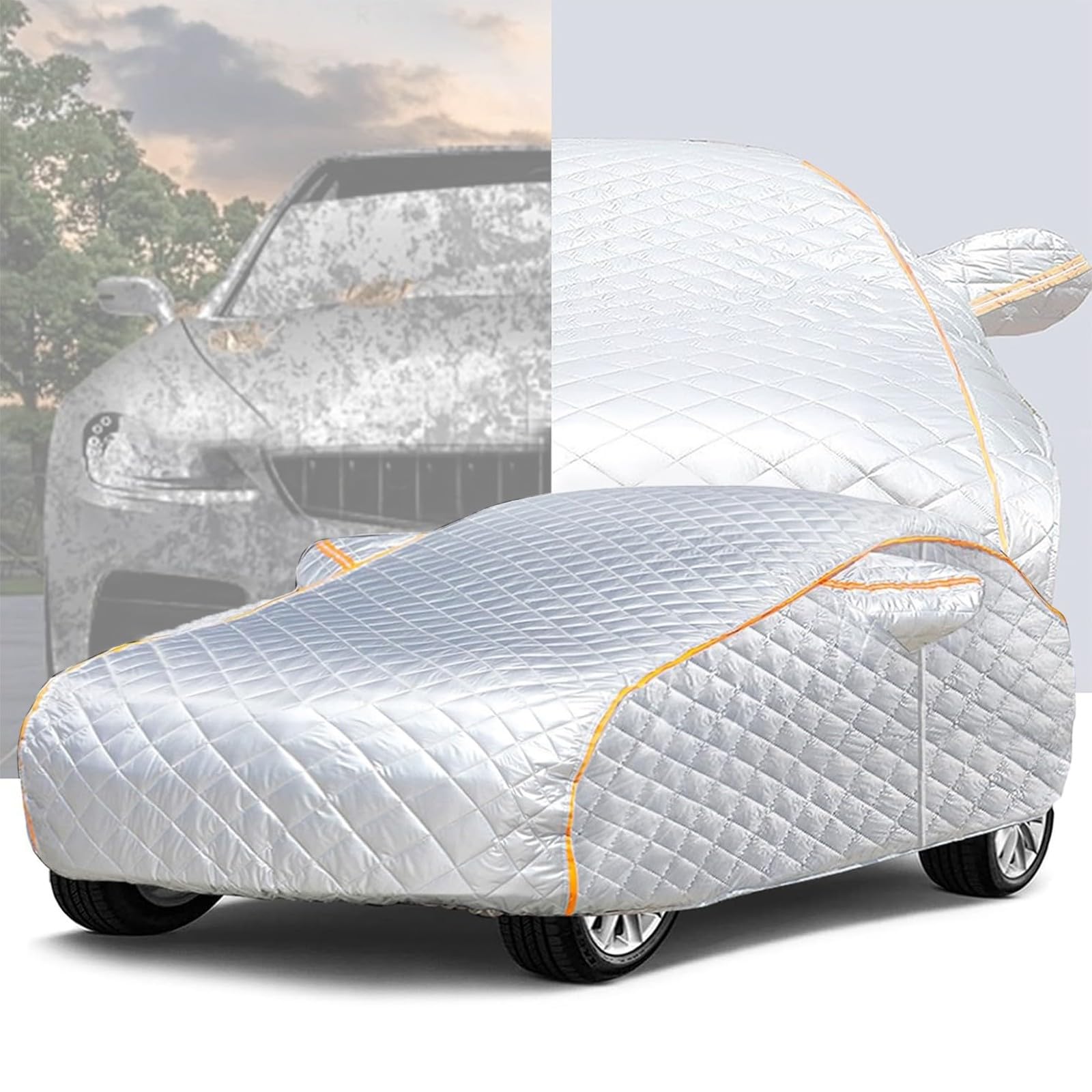 Telo Antigrandine per Auto, per Volkswagen Polo GTI, Telo Copriauto da Esterno Impermeabile Anti UV Anti Vento Antipolvere, Argento