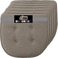 Gorilla Grip Slip-Resistant Tufted Chair Cushions Set of 6 - 1.5" Memory Foam Seat Pads, No Ties, 16x17 Beige for Dining, Kitchen, Office Chairs