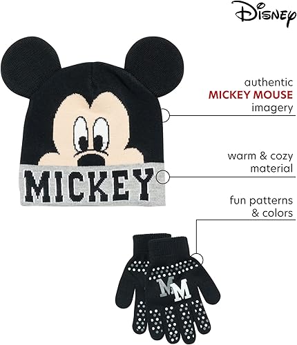 Miniatura 8 de Disney Juego de gorro y guantes de invierno para niños de Mickey Mouse Car Lightning McQueen niños pequeños