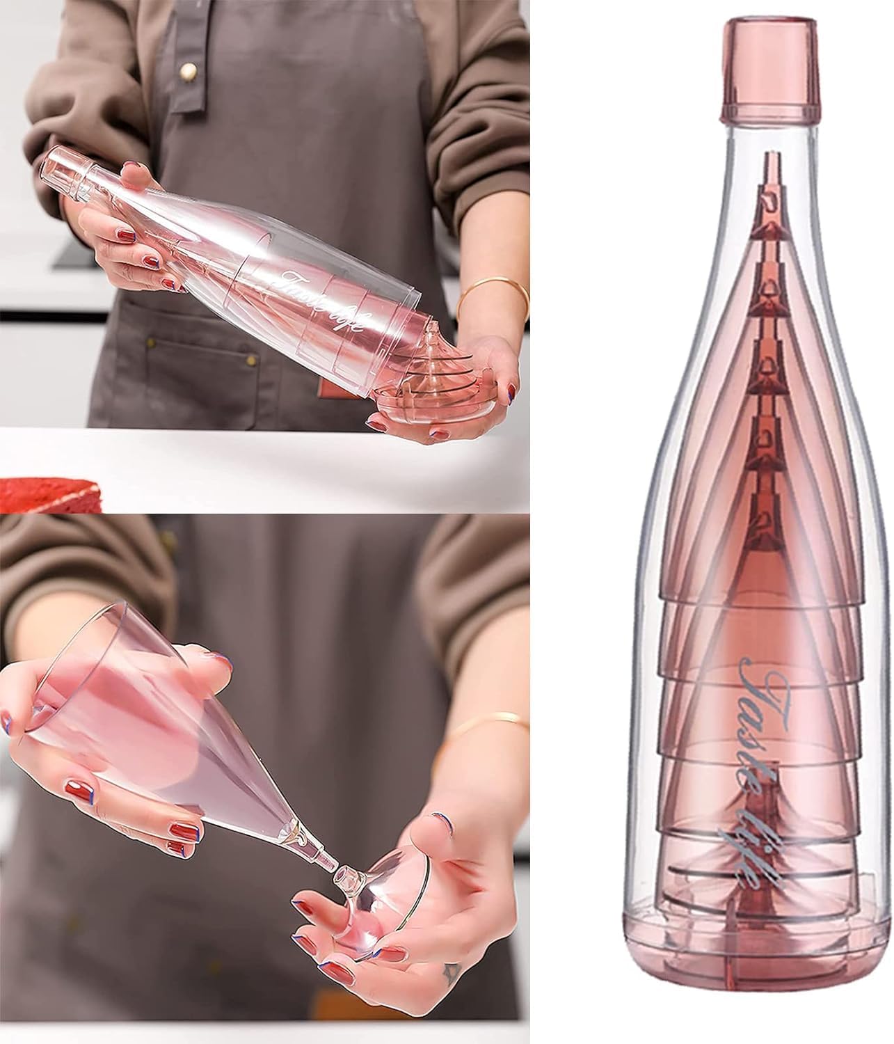 Niralasa Travel Picnic Glass 5PCS Set Folding Style Plastic Champagne Glasses Suitable for Outdoor Reusable Camping Perfect for Party, Wedding, Birthday 4