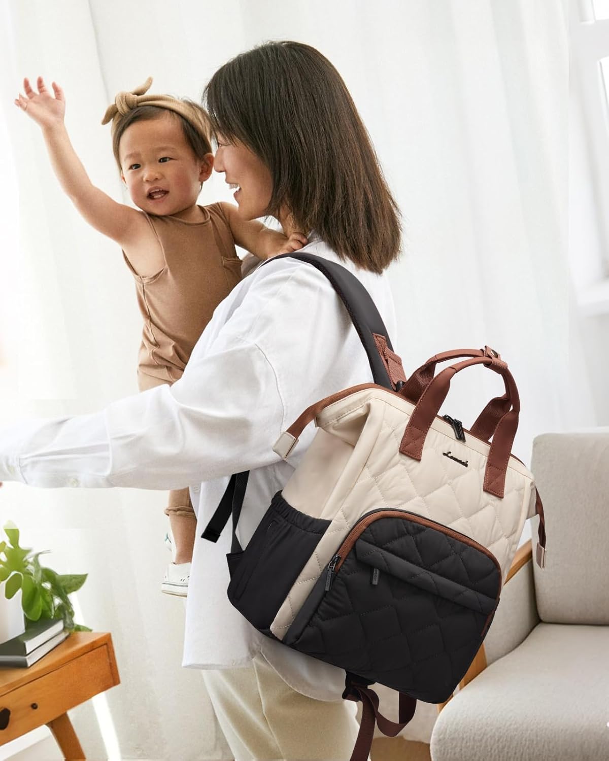 LOVEVOOK Small Diaper Bag Backpack, Mini Baby Bag for Girl Boy with Changing Pad, Diaper Backpack for Mom Dad with Stroller Buckles