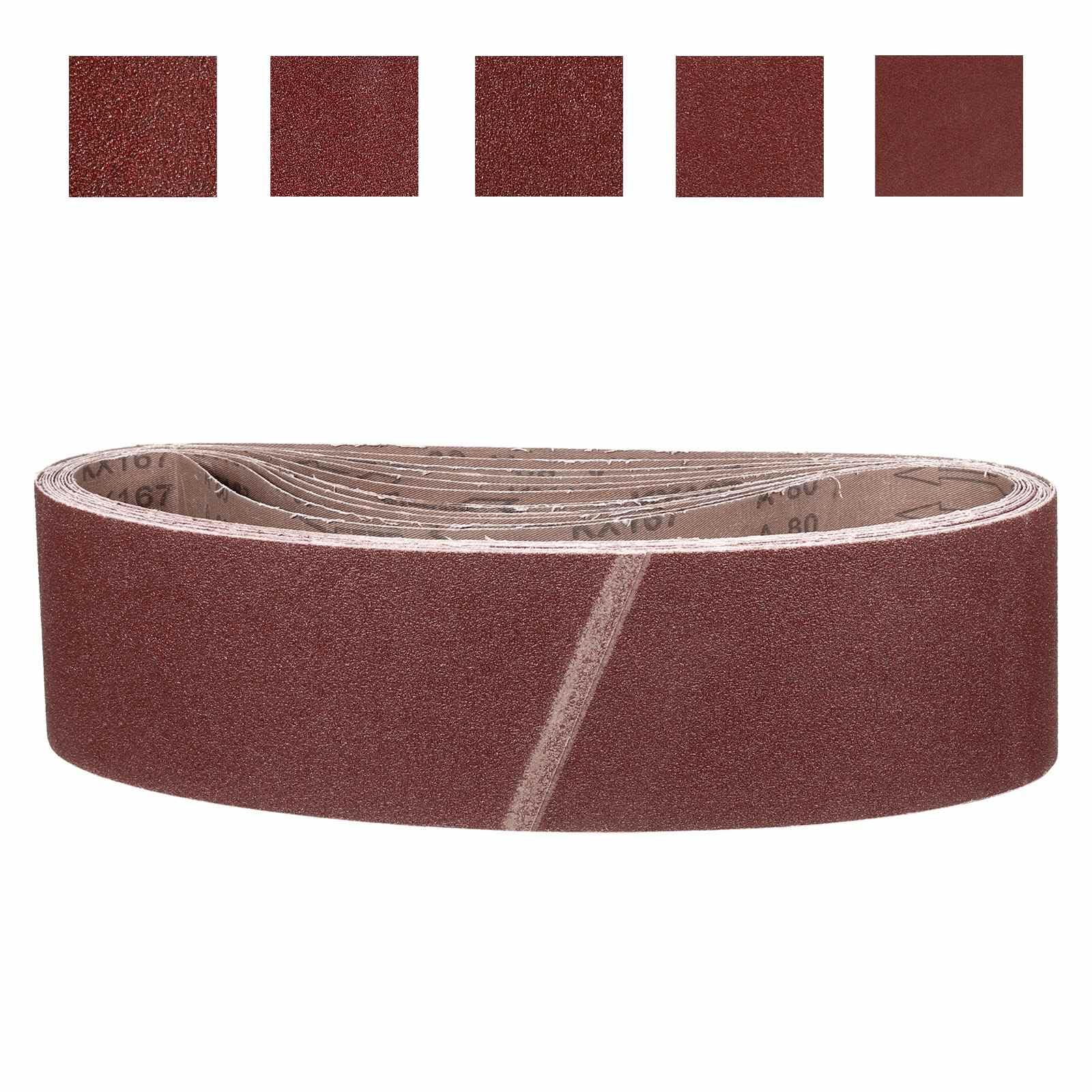 152mm x 1220mm Schleifband, 15 Stück Schleifbänder 80/120/150/240/400 Körnung Messerschärferbänder Arbeitsschärfen für Bandschleifer Messer Schnitzwerkzeug Metallbearbeitung