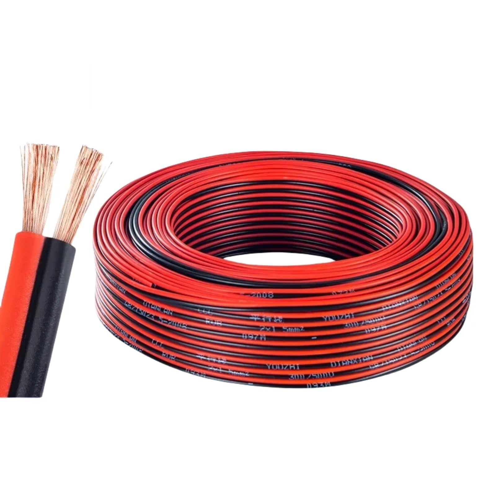 Elektrokabel 5/10 m B, 2 Leitungen, 12, 14, 16, 18, 20, 22 AWG, PVC, LED (Rot und Schwarz; 10 Meter; 16 AWG 1,0 mm²)