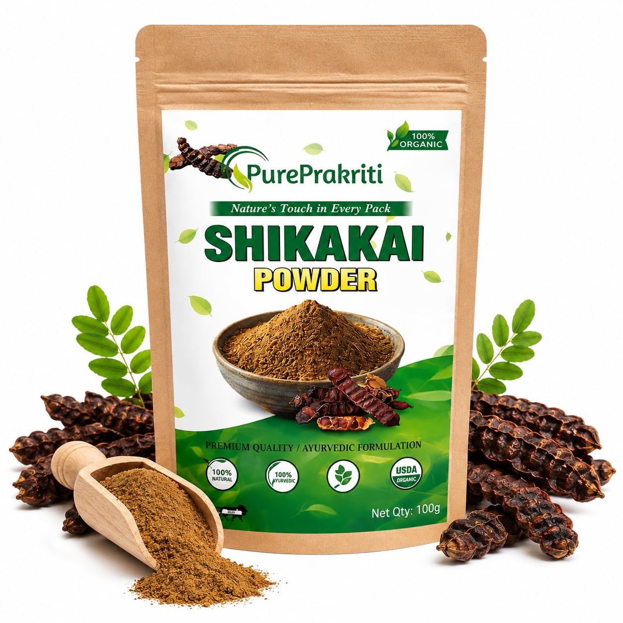 Shikakai Powder, 100% Natural & Pure, 100g | Strengthens Hair, Reduces Dandruff, USDA Organic, Ayurvedic Formula, Free Gloves Included-picture-31