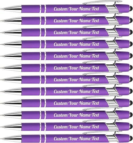 Miniatura 1 de 12 bolígrafos personalizados a granel con grabado sin nombre, bolígrafos personalizados con lápiz capacitivo, logotipo de mensaje de texto grabado,