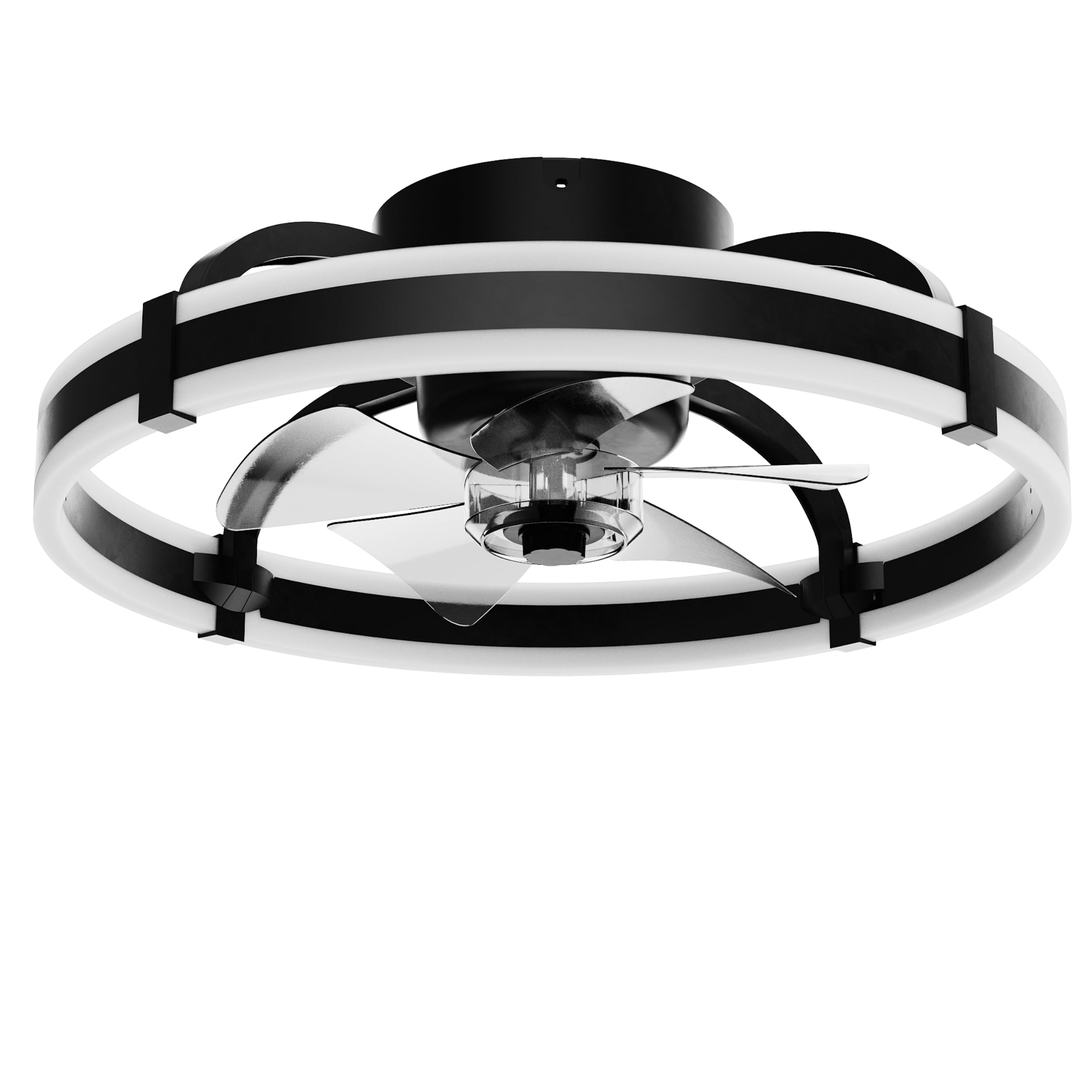 Ribelli LED Ceiling Fan with Light Ø 50cm – Matt Black Flush Mount Ceiling Light Dimmable, Smart Bluetooth App & Remote Control, Quiet DC Motor, 6 Speeds, CCT Colour Change, 30W