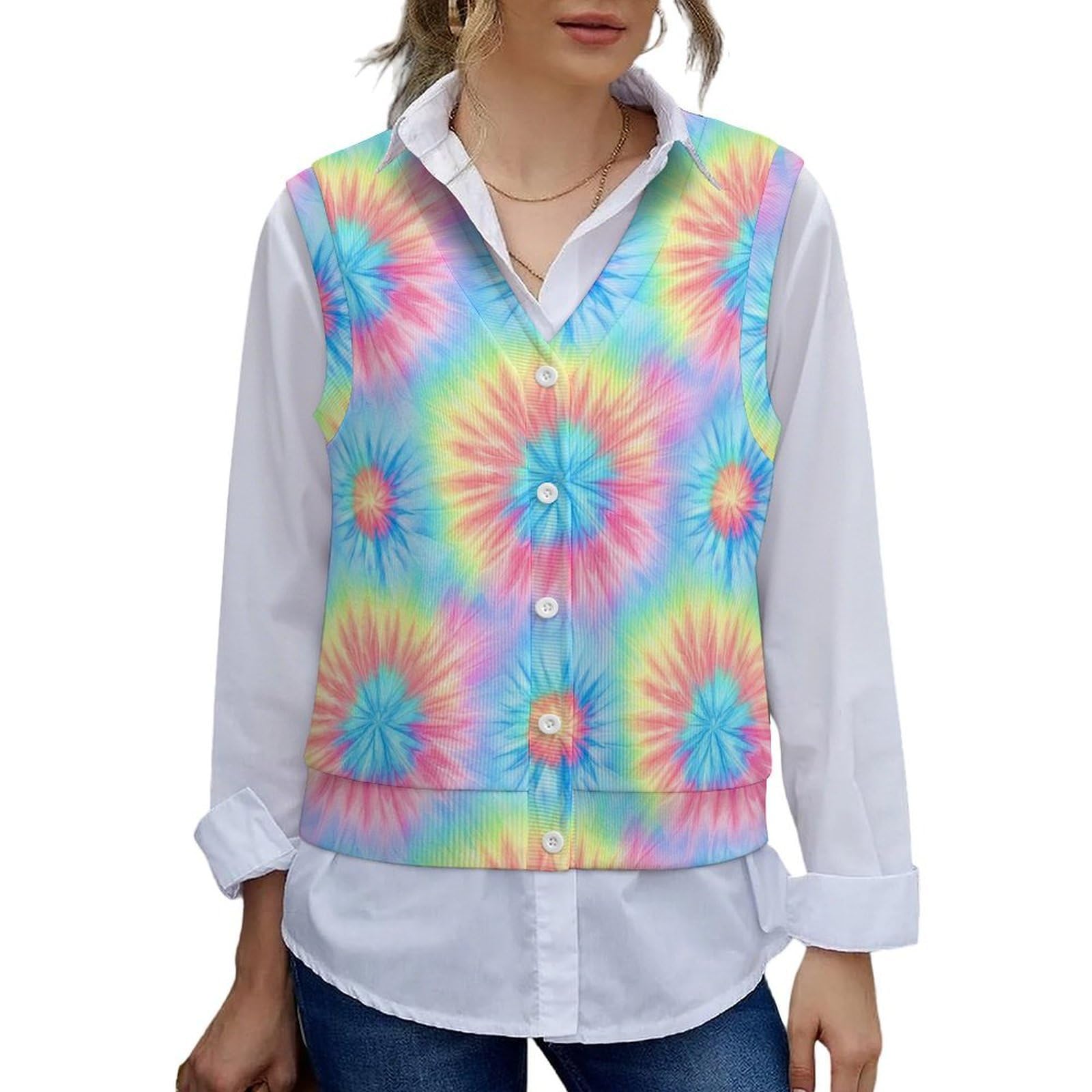 Womens Sweater Vest Sleeveless Knit Tank Top V Neck Button Down Cardigans Casual Blouses