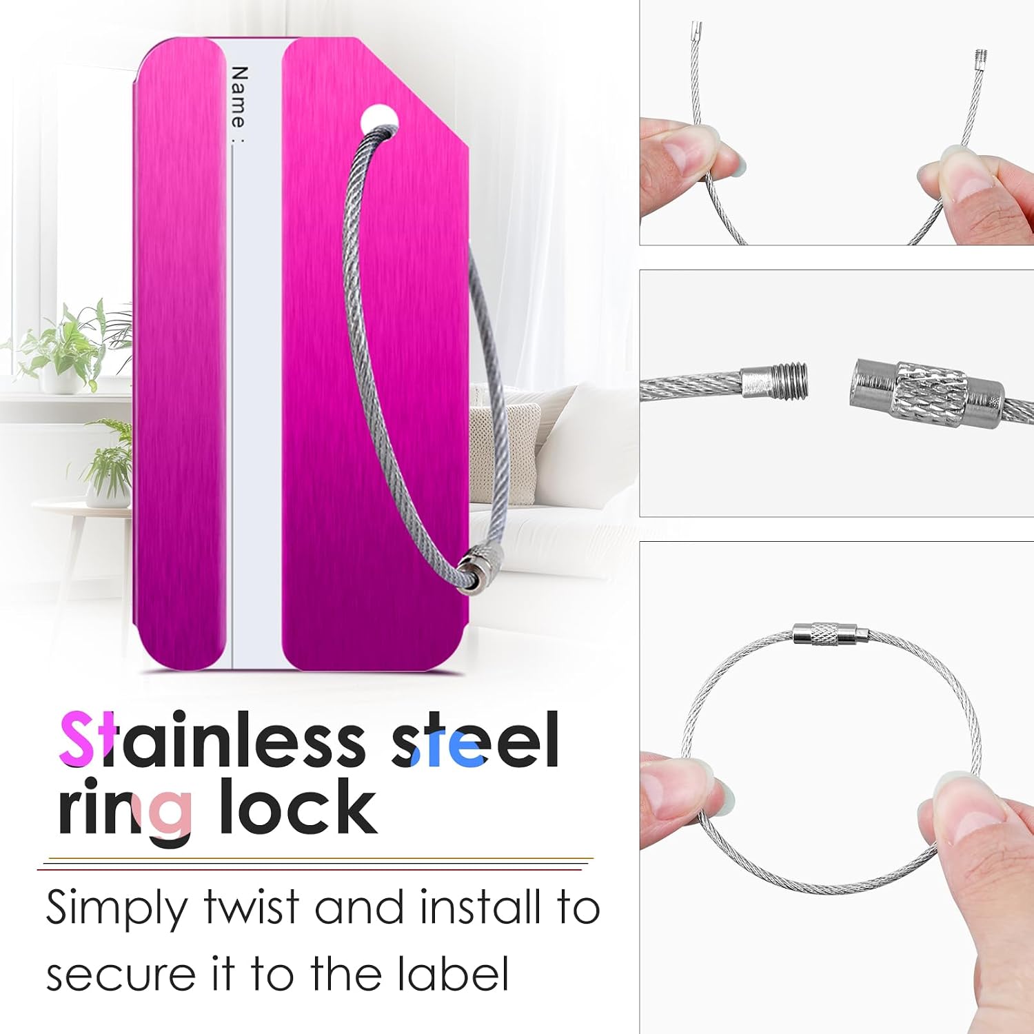 10 Pack Aluminum Luggage Tags, 3.15 X 1.57 Inch image 3