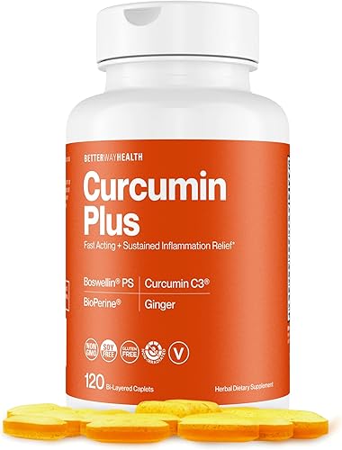 Miniatura 4 de Curcumin Plus - Liberación sostenida de acción rápida con complejo de curcumina C3 + Boswellin PS + BioPerine + jengibre - 120 cápsulas