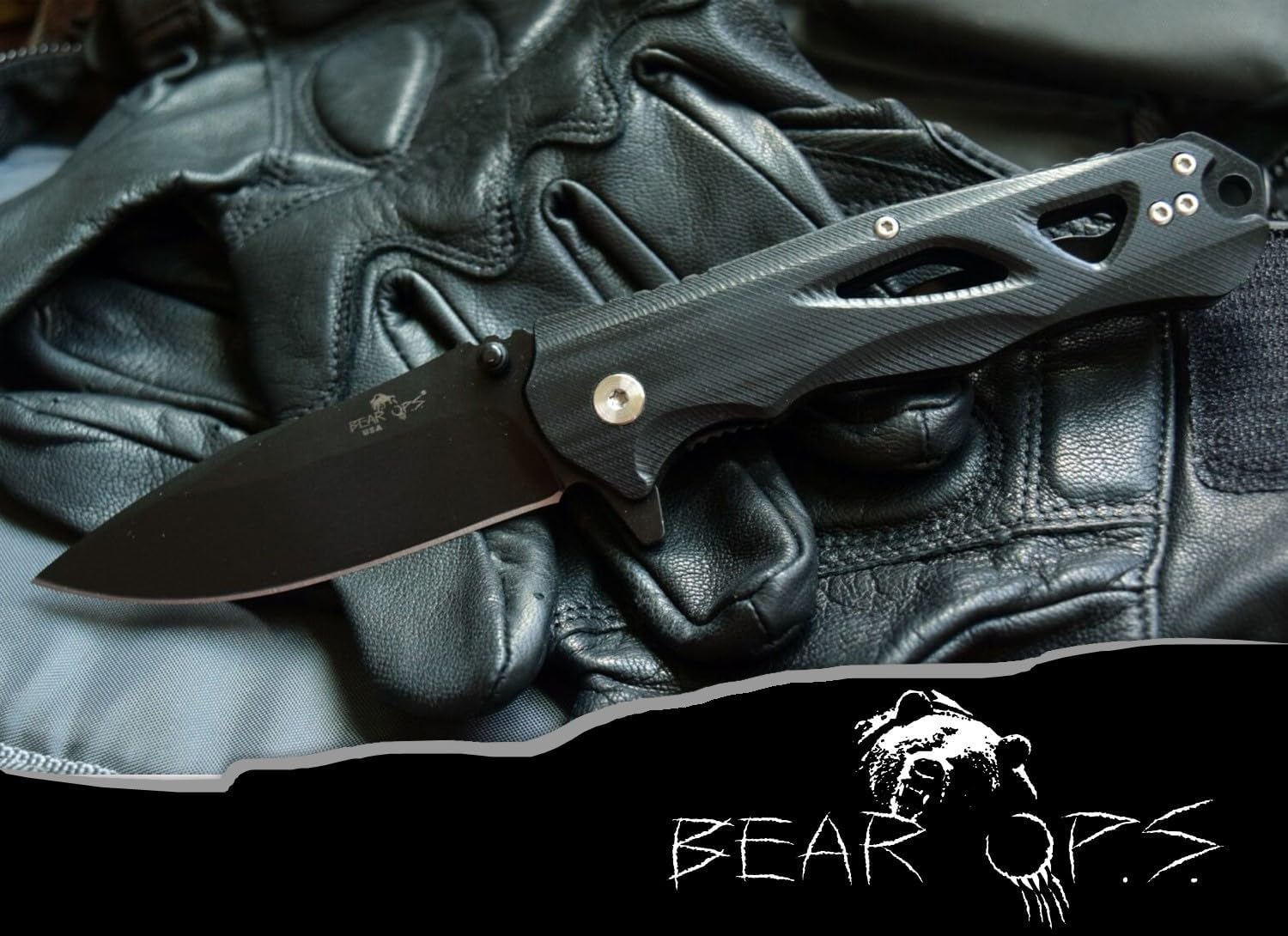 Bear OPS Rancor II Modified Drop Point Blade, CPM-S30V Steel, Black G10 Handle, Tip Down Carry Pocket Clip, Precision Ball Bearing(MC-400-B4-B-S35)
