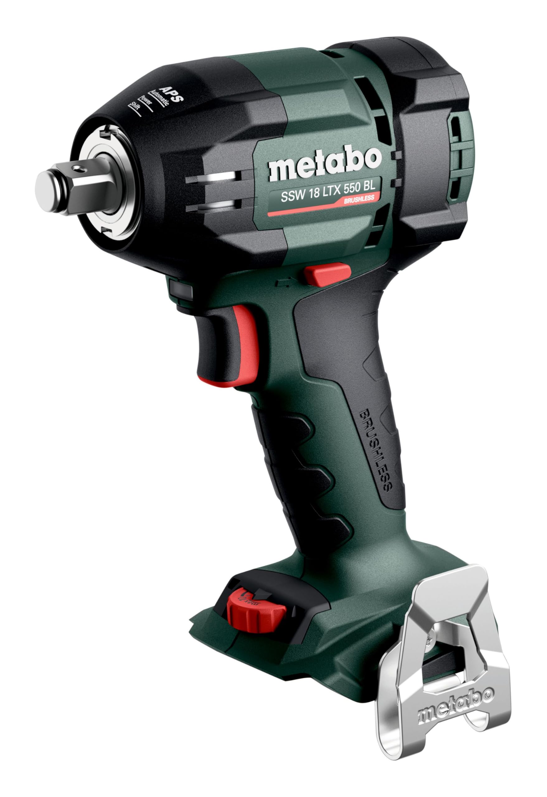 metabo Avvitatore a percussione a batteria SSW 18 LTX 550 BL – 18 V, 550 Nm, quadrato esterno 1/2", 2.800 giri/min, 12 livelli – Brushless, maneggevole, LED, per costruzione in legno, cambio