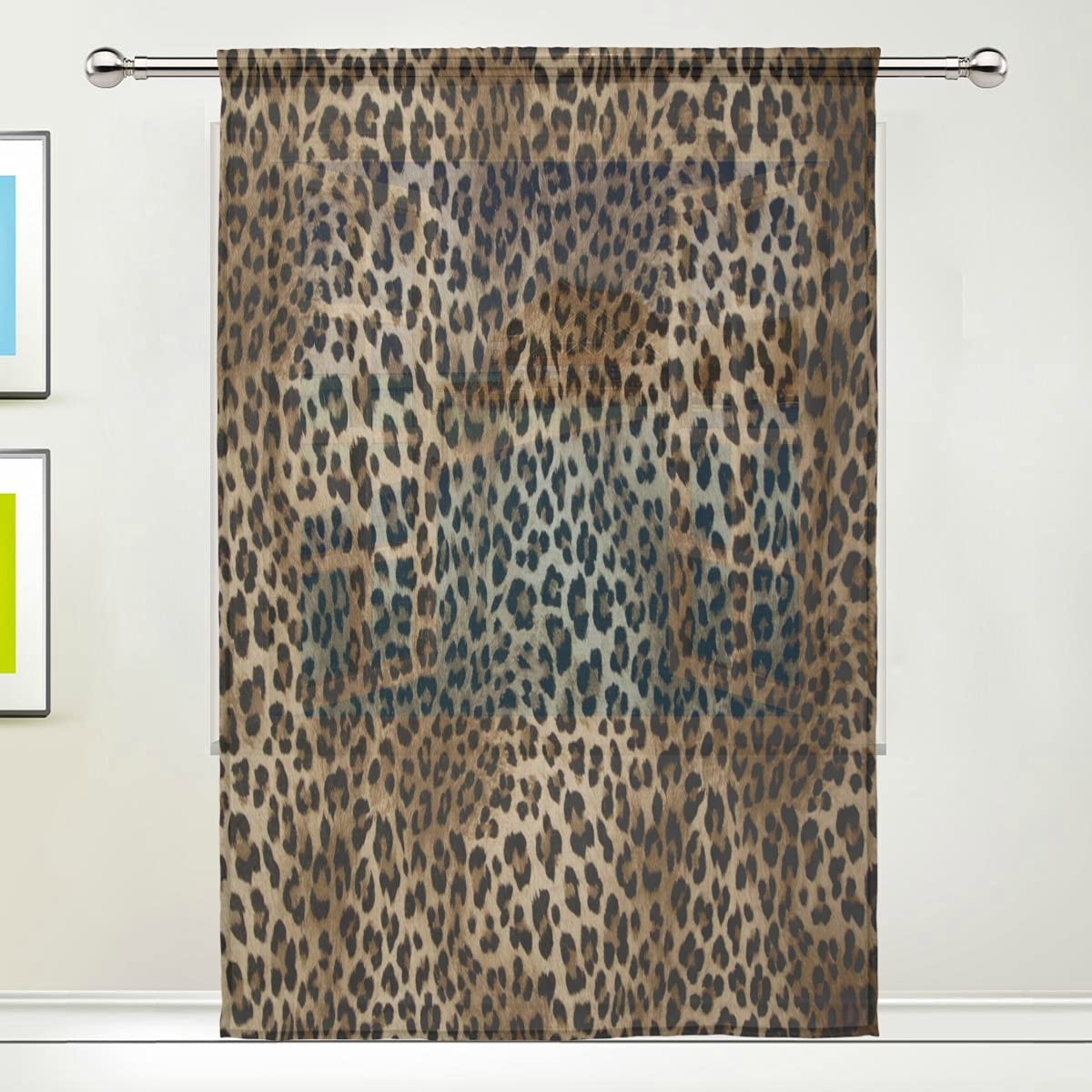 HMZXZ Voile Tulle Window Sheer Curtain Animal Leopard Skin Panel Drapes Kitchen Living Room Decor Bedroom Door Office 55x84 inches, 1 Panel