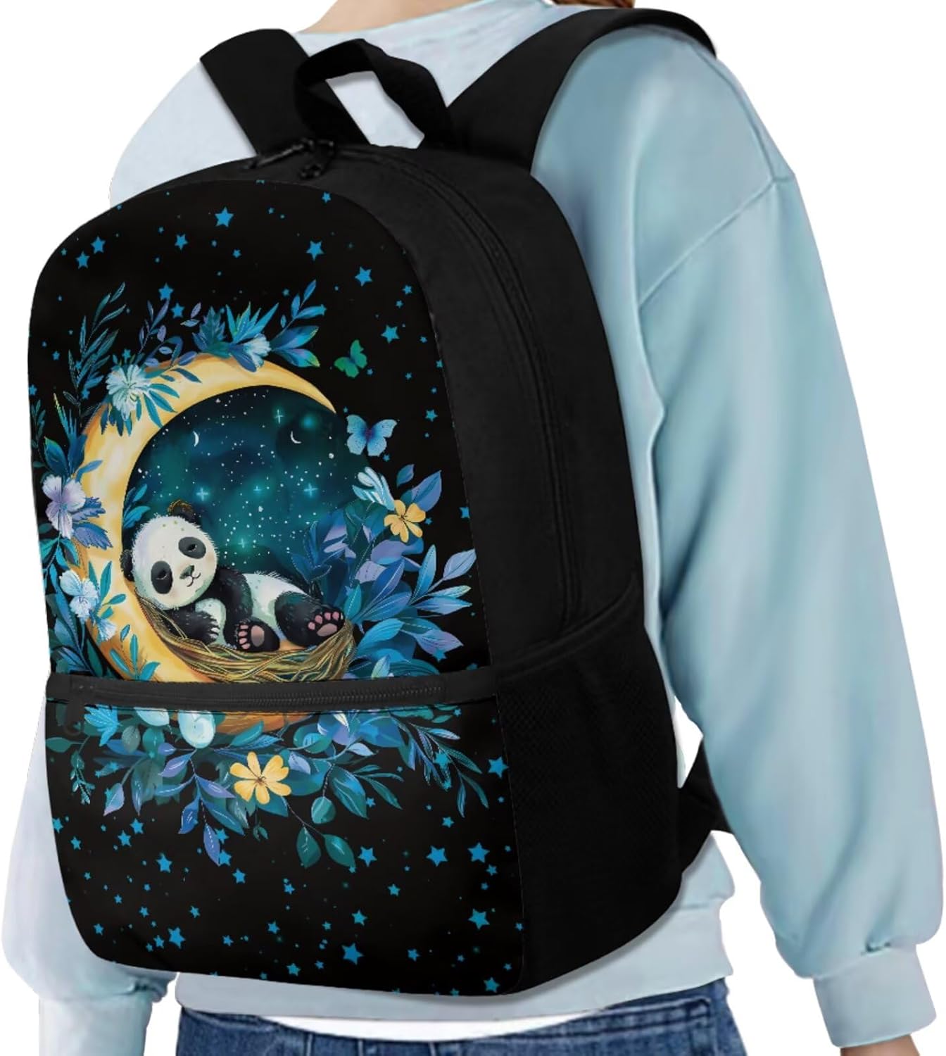 BIGCARJOB Backpack for School Boys Bookbags Set - Panda Lunch Bag Thermal Lunchbox - Durable Leather Bookmark - School Pencil Case - 5 Pack Back to School Backpack Set for 6th Grade Student