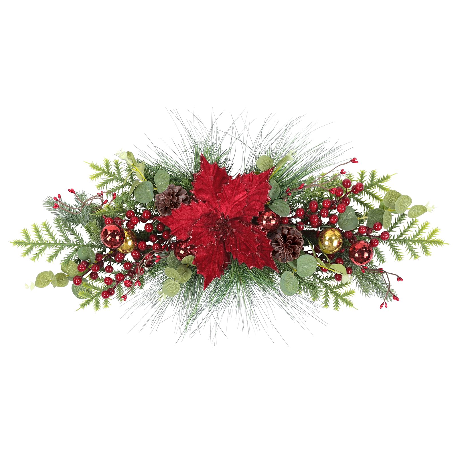 Guirlande de Noël artificielle 66 cm avec baies rouges et pommes de pin U'Artlines
