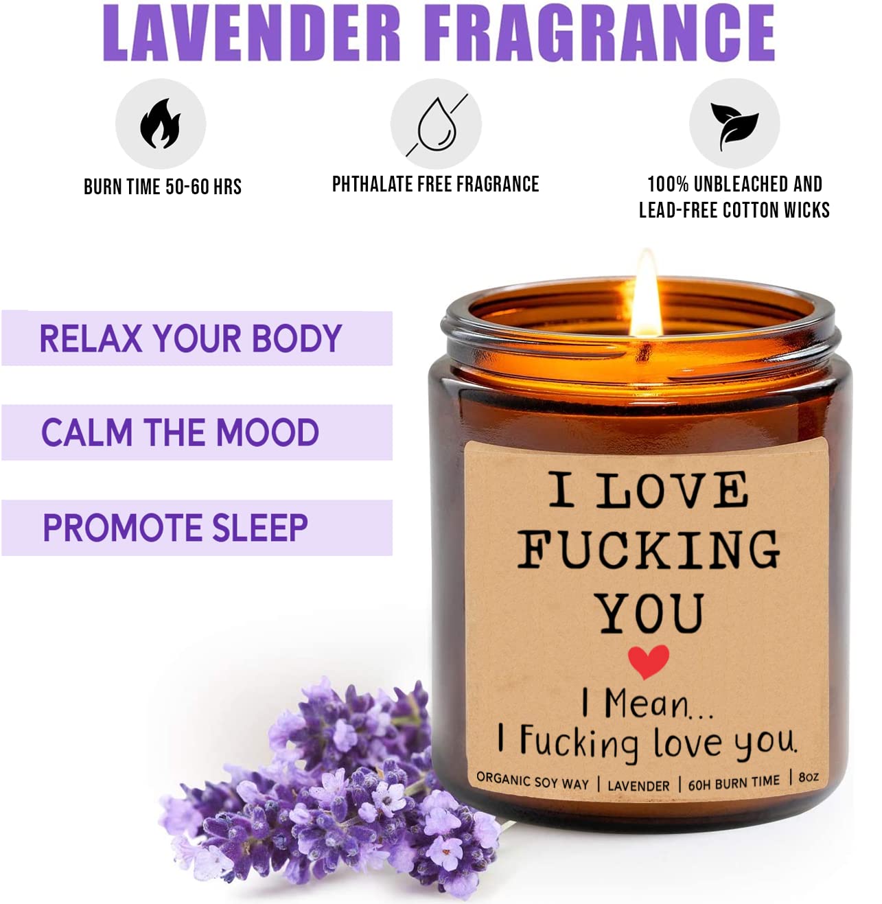 I Love Fucking You I Mean I Fucking Love You Candle - Funny Love Candle - Gifts for Her- Him- Husband - Anniversary Love Candle - I Fucking Love You Candle - Lavender Scented Candles- Soy Wax Candle