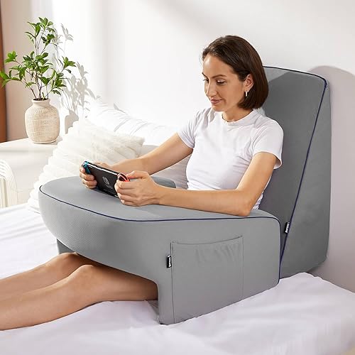 Miniatura 2 de Almohada de cuña para jugar, leer, dormir, almohada de espuma viscoelástica de enfriamiento de 9.5 pulgadas para apoyo de espalda y elevación de