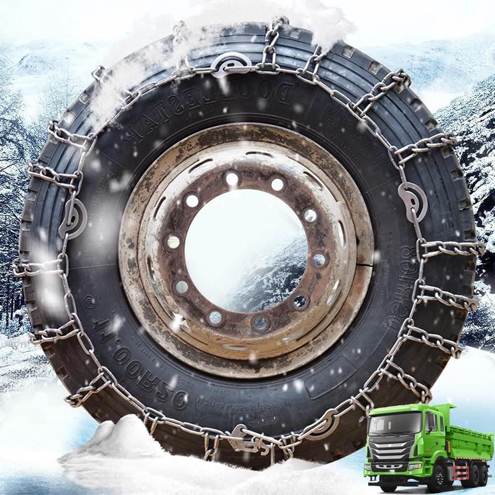 9mm Set of 2 Tire Chains for Suv ATV and Pickup Trucks Slip Snow Traction Chains Durable Manganese Emergency Grip for Icy Roads 225/75R17.5 2pcs 335/80R20