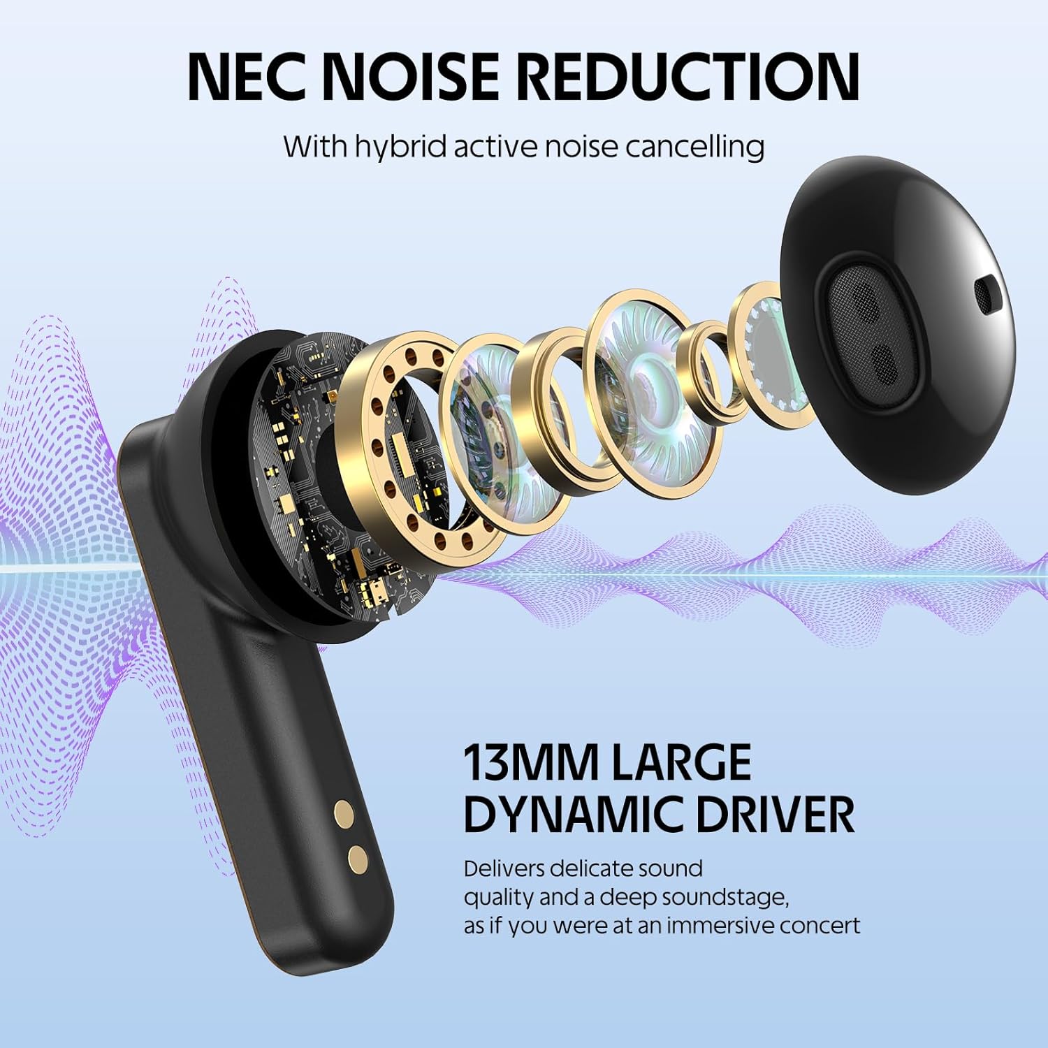 AIFA Wireless Earbuds, in-Ear Bluetooth Earbuds with Microphone, 35 Hours Playback for Everyday/Gaming/Office, Walnut Wood