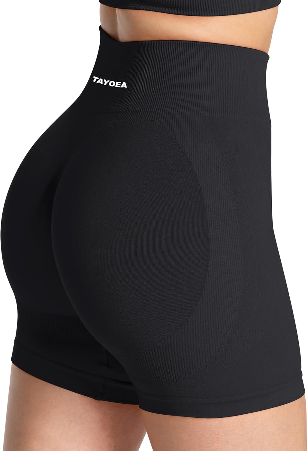 TAYOEA Workout Shorts Women Scrunch Butt Booty Lifting Seamless Biker Shorts for Gym Athletic Yoga X-Small Black