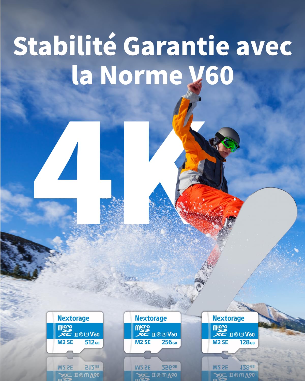 Nextorage Carte Micro SD UHS-II de Fabricant Japonais microSDXC U3 V60 - Vitesse de Lecture maximale : 280 Mo/s - Vitesse d'écriture maximale : 100 Mo/s - Carte microSD NX-M2SE