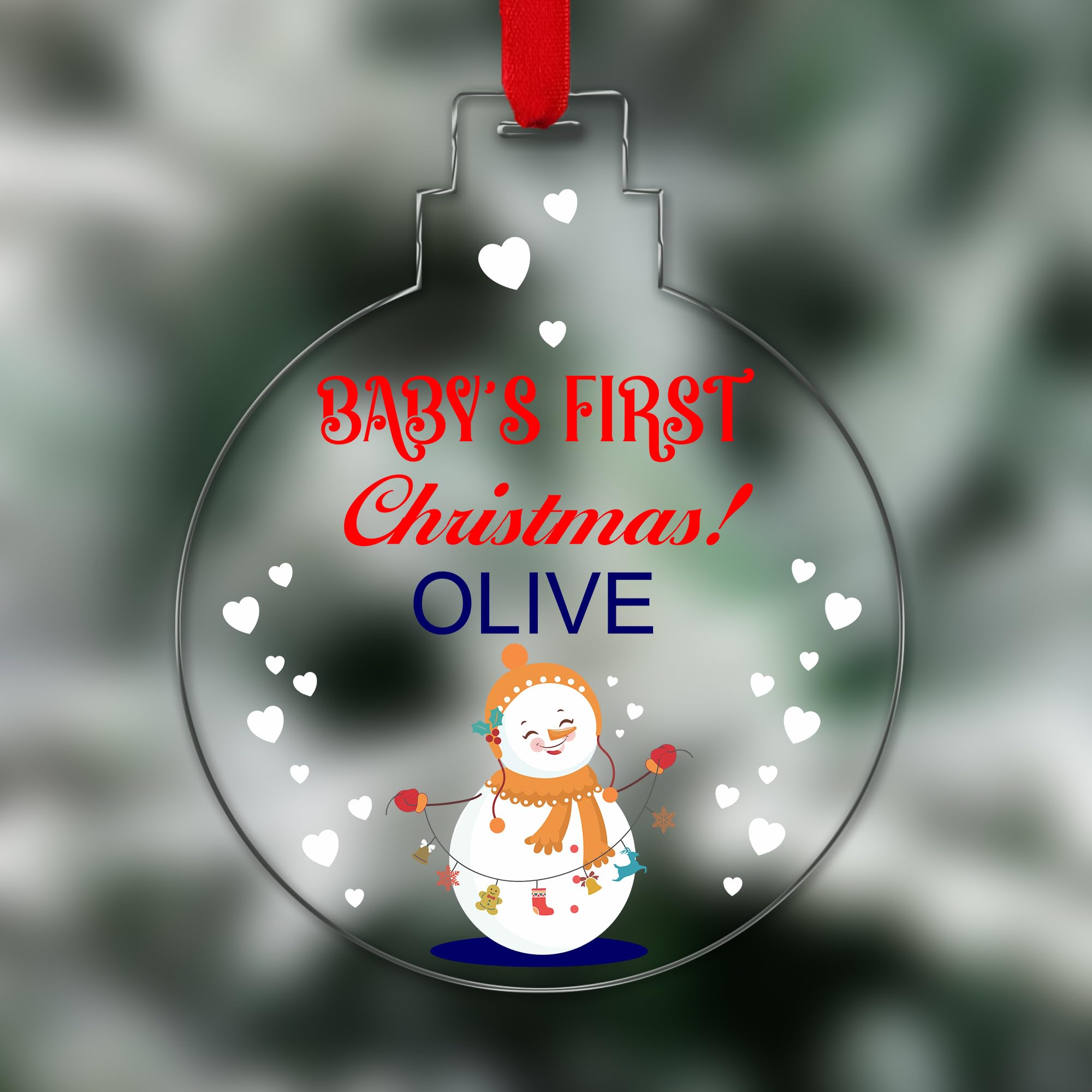 KreateSquare Personalised Christmas Tree Decorations Baubles for Kid's First New Year with Name | Xmas Tree Decoration Hanging Ornaments Personalised Bauble for Xmas Decorations