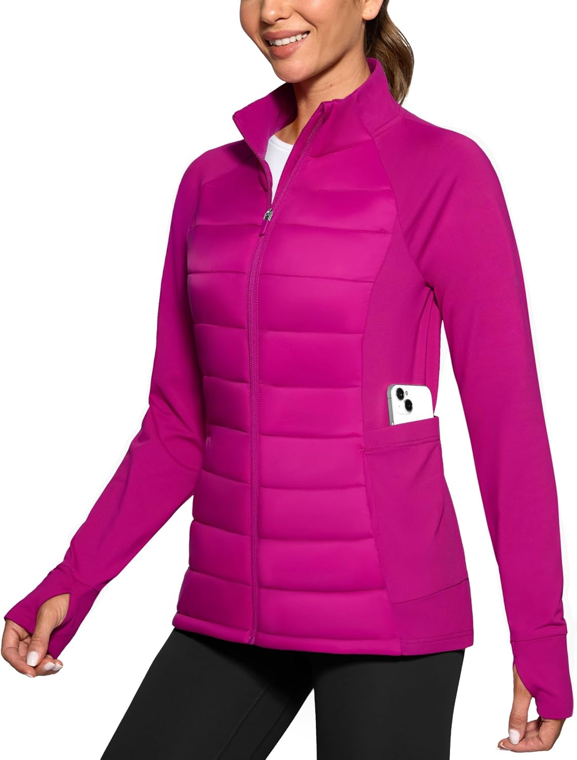 G Gradual Women's Running Fleece Lined Jackets 6 Pockets Lightweight Water Resistant Puffer Jacket for Hiking Travel