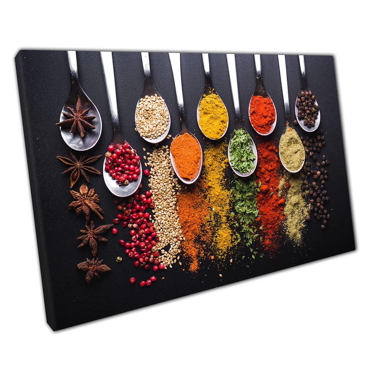 Colourful Herbs And Spices Cooking Ingredients Kitchen Restaurant Photography Food Wall Art Print On Canvas Picture For Home Office Decor 76x51cm (30x20In)