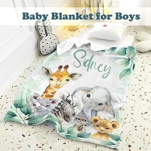 Miniatura 6 de UJDUYSD Manta de bebé personalizada para niños, manta de bebé personalizada con nombre súper suave para niños, manta de animales personalizada para