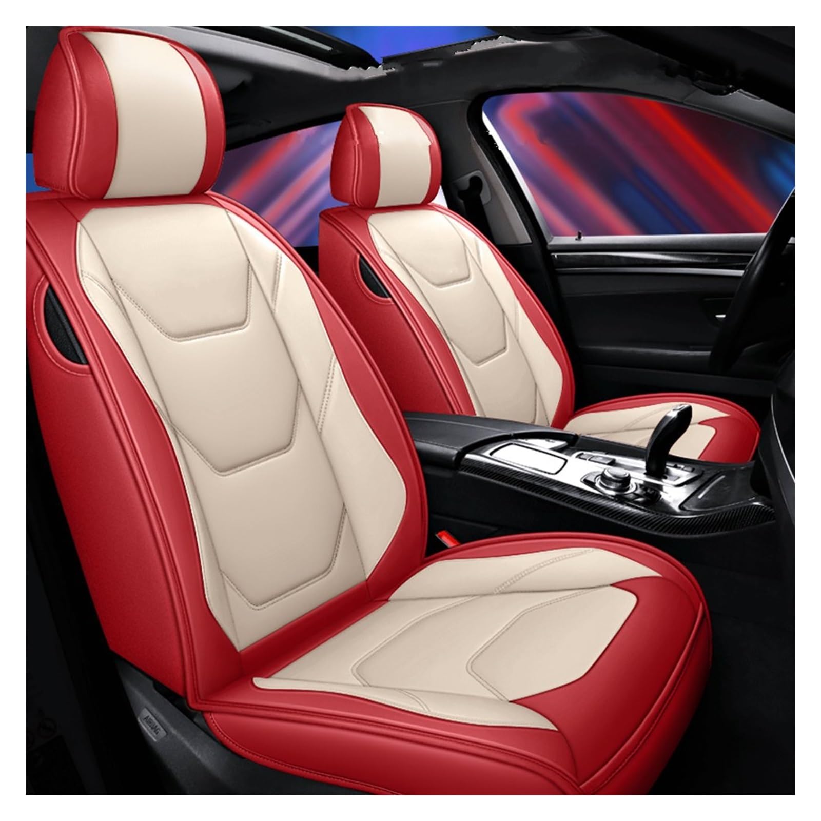 Housses siège voiture universelles en cuir PU rouge blanc