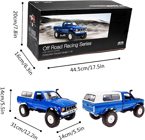 Miniatura 2 de WPL C24 116 RC Rock Crawler 4x4 Camión con 3 Baterías Mejoradas de 1200mAh, Control Remoto de 2.4GHz, Todoterreno, Camioneta Pick-up RTR para