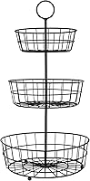 Vista 8 de HANZE Cesta de frutas de alambre de 3 niveles, cesta de pan de verduras desmontable, soporte de almacenamiento, diseño para cocina, organización