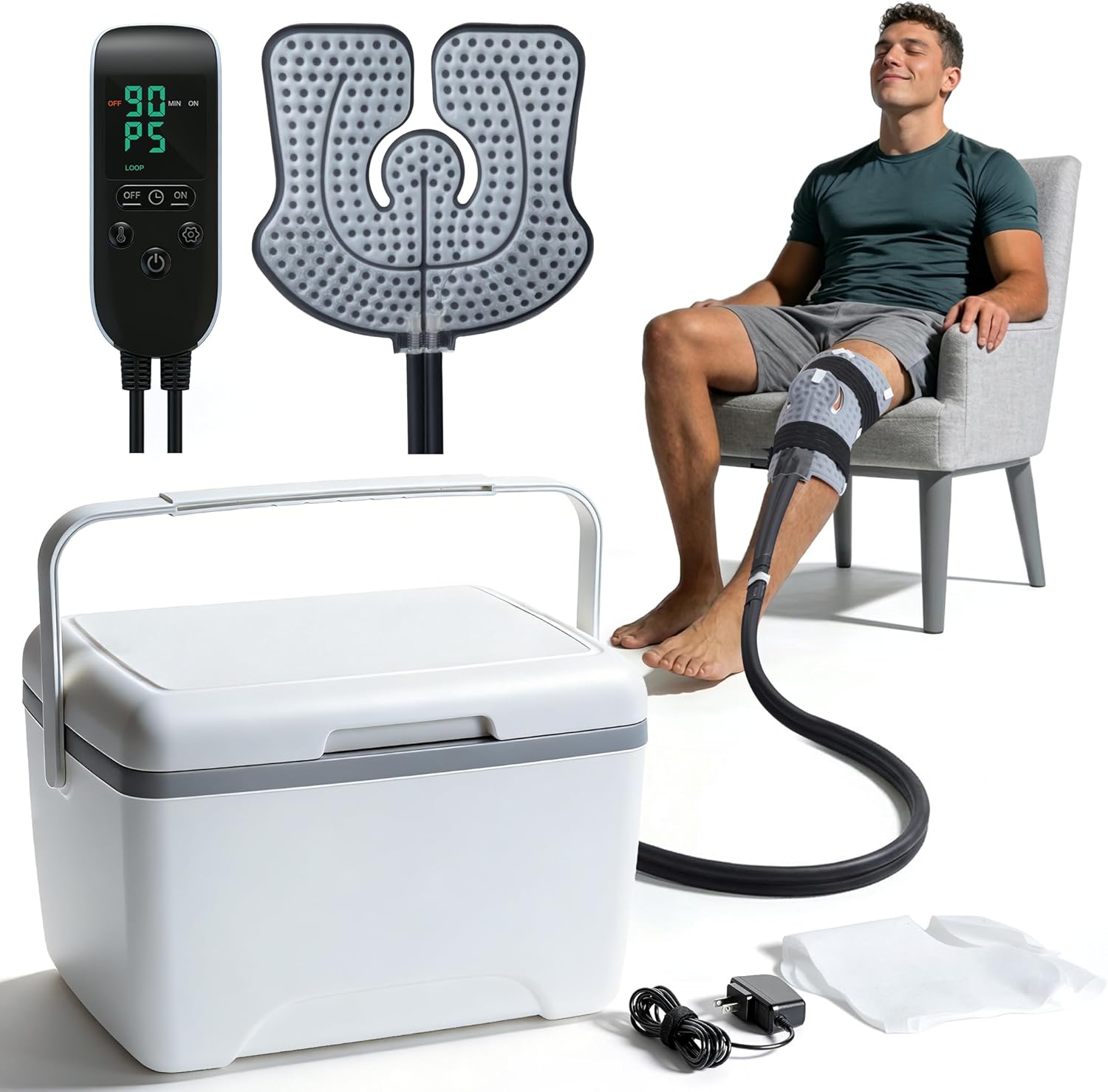 ALLJOY 8.5QT Cold Therapy Machine with Programmable Timer, Knee Ice Machine for Knee After Surgery, Cryotherapy Pain Relief System with Precise Temperature Control