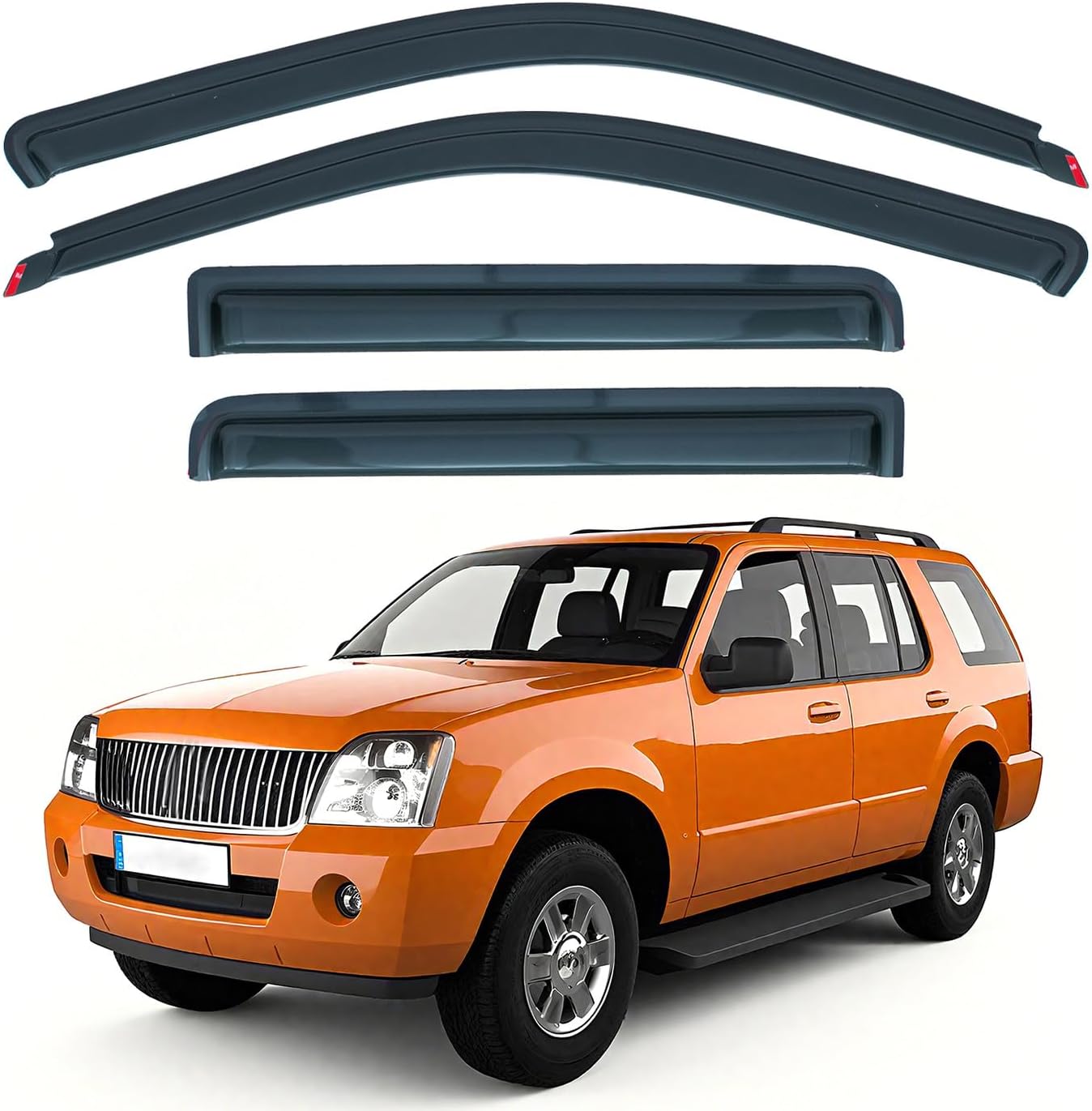 DEAL AUTO ELECTRIC PARTS 4-Piece Set Smoke Vent Window Visor, Side Window Deflector W/in Channel Tape-On Type, Compatible with for 91-01 Explorer / 97-01 Moutaineer / 01-05 Explorer Sport Trac Only