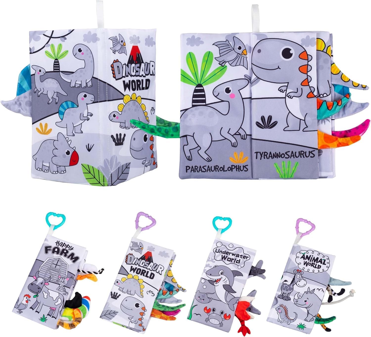 KolorFish Cloth Book Touch And Feel Crinkle Tail Book For Infant Babies 0-3-6-9-12-18 Months, Early Educational Preschool Learning Interactive Soft Toys (Pack Of 4) Large, Multicolor (B0D31F5Q4C) Amazon Price History, Amazon Price Tracker