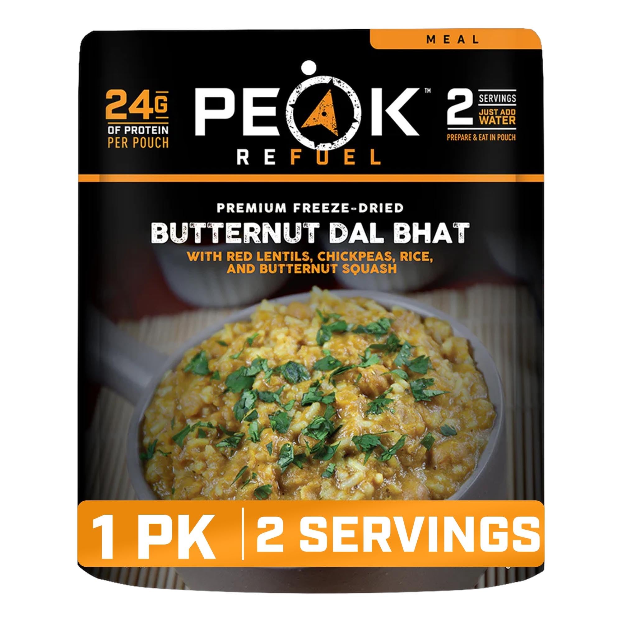 Peak Refuel Butternut Dal Bhat | Alimenti da campeggio liofilizzati | Gusto e qualità incredibili | Alto contenuto proteico | Carne vera | Preparazione rapida (2 sacchetti da portata)