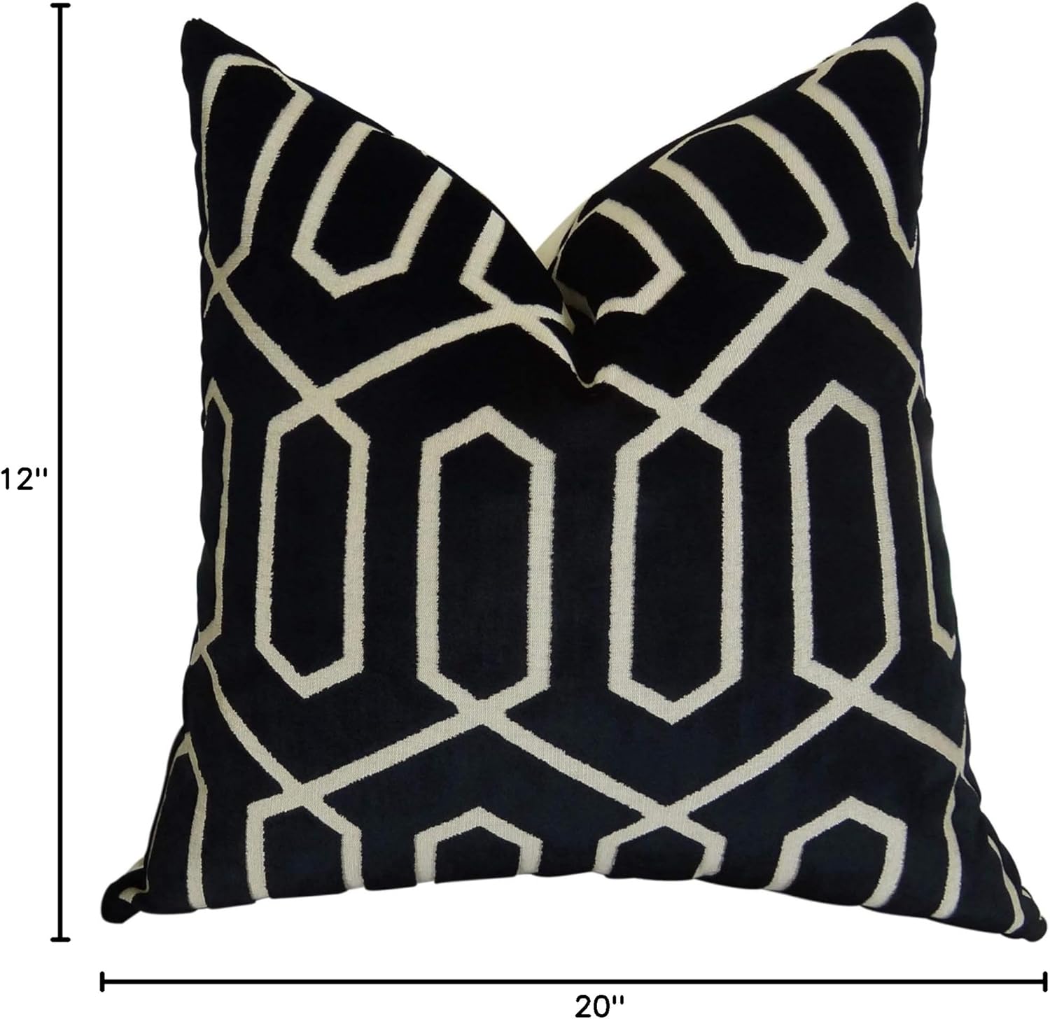 Plutus Brands Plutus Bengal Lattice Handmade Throw Pillow, 12" x 20", Black Cream