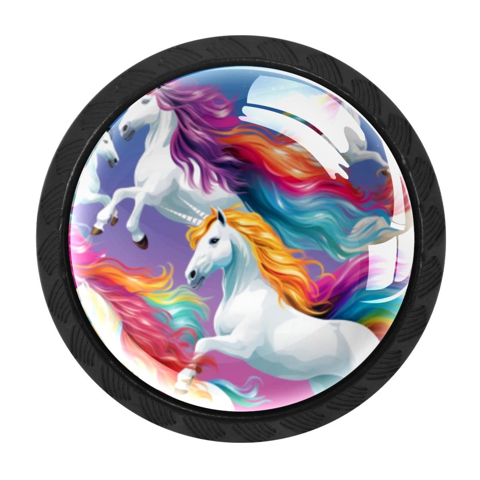 Chenzzzz Multicolored 01 4 Pack Black Rainbow Unicorn Cabinet Pulls Kitchen Cabinet Handles Ideal For Cabinet,Drawer,Cupboard And Wardrobe