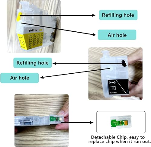 Miniatura 4 de LC3011 LC3013 Cartuchos de tinta recargables vacíos compatibles con impresoras Brother MFC-J491DW MFC-J497DW MFC-J690DW MFC-J895DW J497DW J491DW