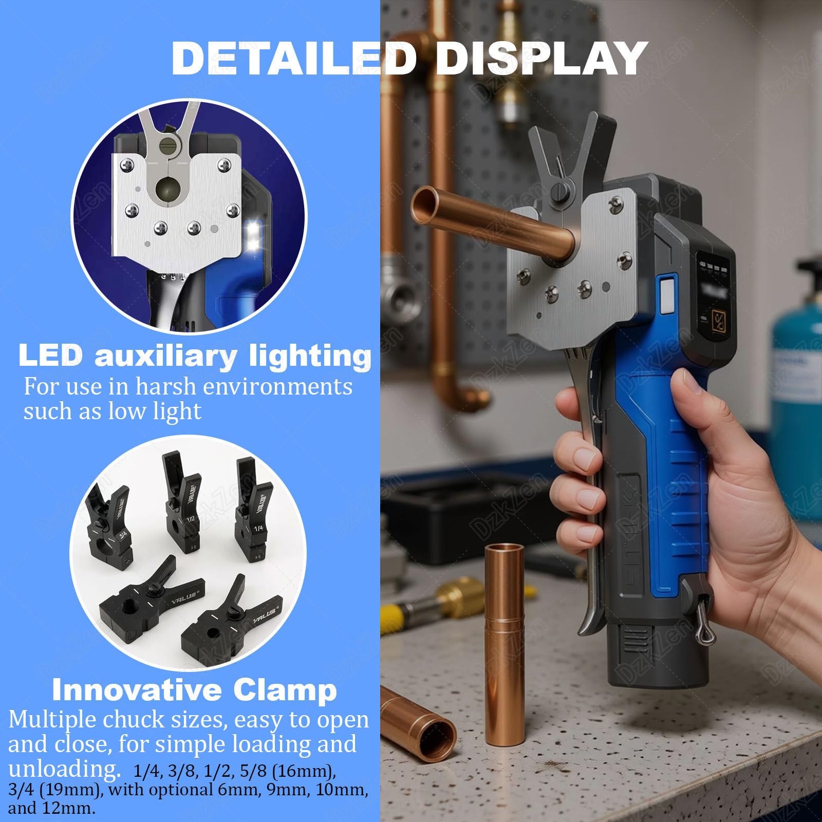 Herramienta De ExpansióN EléCtrica, Kit De Abocardado De Tubos, Abocardador Aire Acondicionado, Alimentado por BateríA De Litio, para Abocardar Tubos De Cobre Y Aluminio 5Chucks