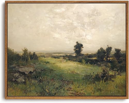 OIQArtOIQ - Cuadro vintage con paisaje en lienzo para cocina, dormitorio, sala de estar y baño, arte enmarcado con impresión de paisajes naturales,