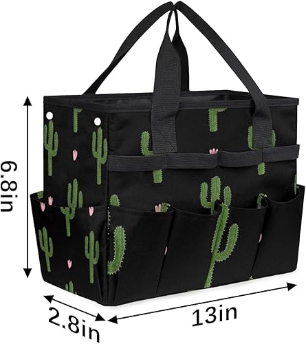 Miniatura 3 de Bonita bolsa de herramientas de jardín de cactus para mujeres y hombres, bolsas de almacenamiento de herramientas de jardinería con 10 bolsillos,