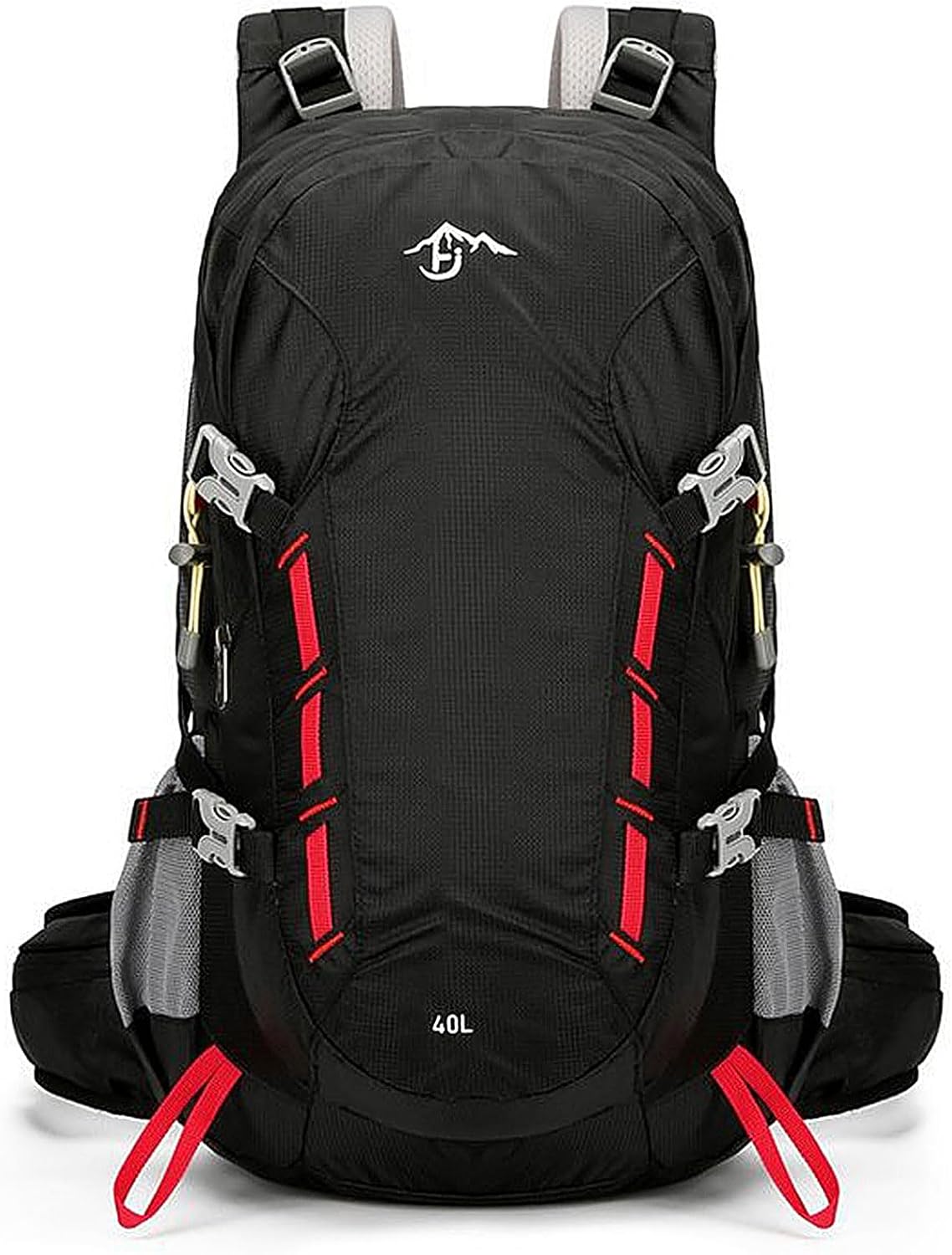 Long Keeper 40L Hiking Backpack Camping Daypack with Waterproof Rain Cover Lightweight Outdoor Sport Travel Backpack Rucksack (Black)
