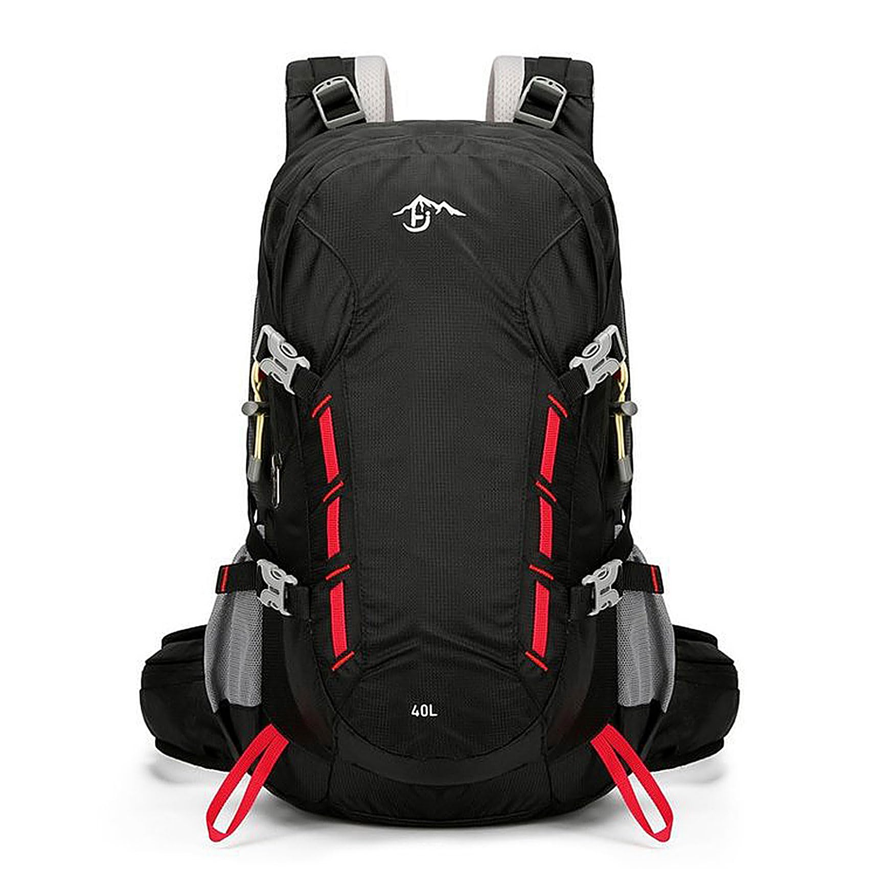 Long Keeper 40L Hiking Backpack Camping Daypack with Waterproof Rain Cover Lightweight Outdoor Sport Travel Backpack Rucksack (Black)