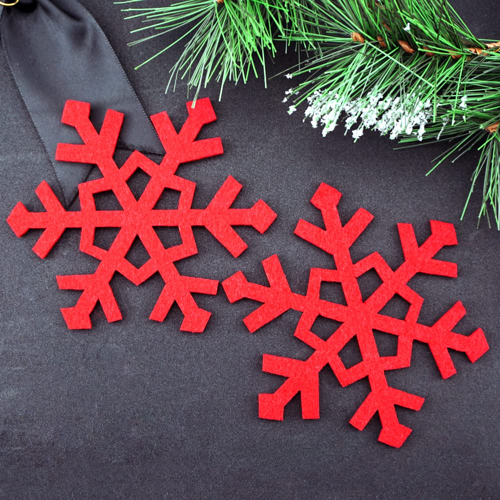 Amazon｜SaktopDeco 赤い雪の結晶フェルトコースターセット 10枚