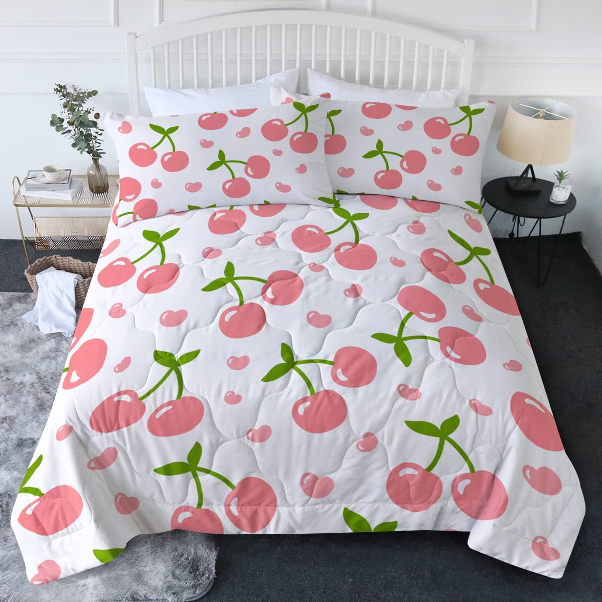 BlessLiving Cherry Comforter Sets Twin/Twin XL Size, 3