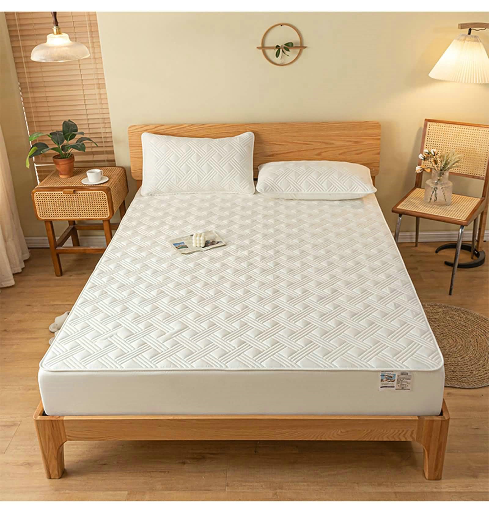 Spannbettlaken 200X120, Baumwolle Spannbetttücher Solid Color Mit Eleganter Textur Bettlaken Milch Weiß